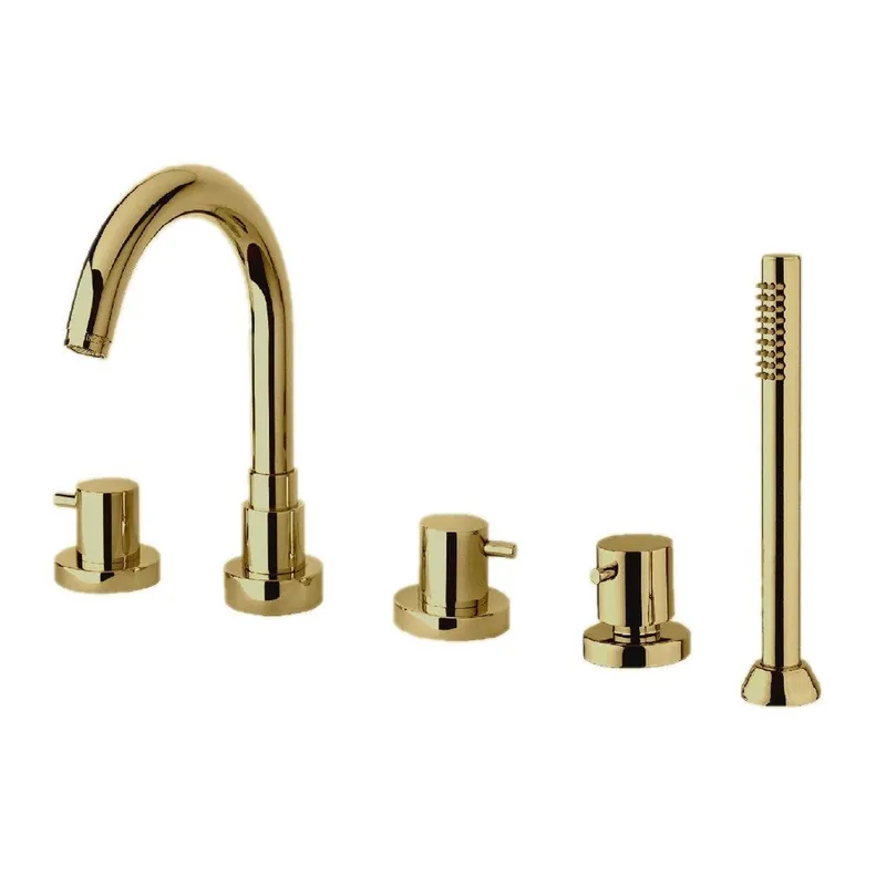 Secure Checkout LaToscana Elba Matt Gold Roman Tub Faucet With Lever Handles, Diverter & Handheld Shower