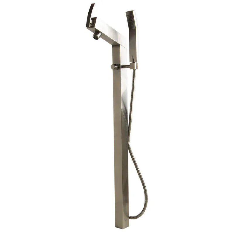 Holiday Sale ALFI Brand AB2728-BN Brushed Nickel Floor Mounted Tub Filler + Mixer With Hand Held Shower Head