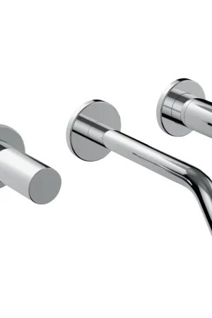 Laufen Kartell 8" 3-Hole Chrome Twin-Handled Fixed-Spout Wall-Mounted Sink Faucet Grab Now