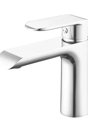 Free Returns Blossom F01 111 5" x 6" Chrome / White Lever Handle Bathroom Sink Single Hole Faucet