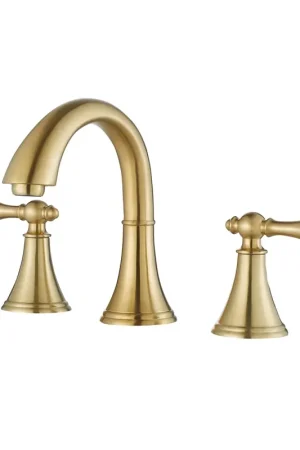 Vinnova Florence 7" Two Hole Brushed Gold 8" Widespread Low Arc Bathroom Sink Faucet Exclusive Offer