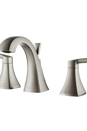 Cheap Vinnova Abbie 6" Two Hole Brushed Nickel 8" Widespread Low Arc Bathroom Sink Faucet