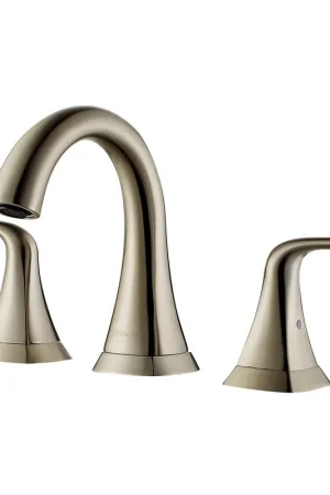Certified Vinnova Beverly 7" Two Hole Brushed Nickel 8" Widespread Low Arc Waterfall Bathroom Sink Faucet