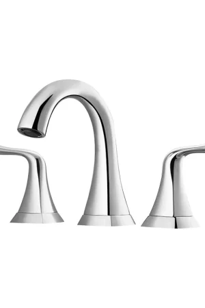Fresh Stock Vinnova Beverly 7" Two Hole Polished Chrome 8" Widespread Low Arc Bathroom Sink Faucet