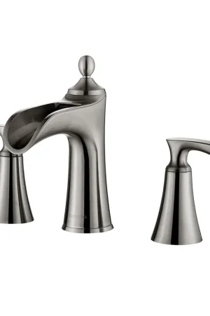 Vinnova Ukiah 7" Two Hole Brushed Nickel 8" Widespread Low Arc Waterfall Bathroom Sink Faucet Free Returns