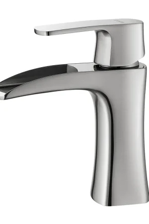 Limited Offer Vinnova Alessandra 7" Single Hole Brushed Nickel Low Arc Waterfall Vessel Bathroom Sink Faucet