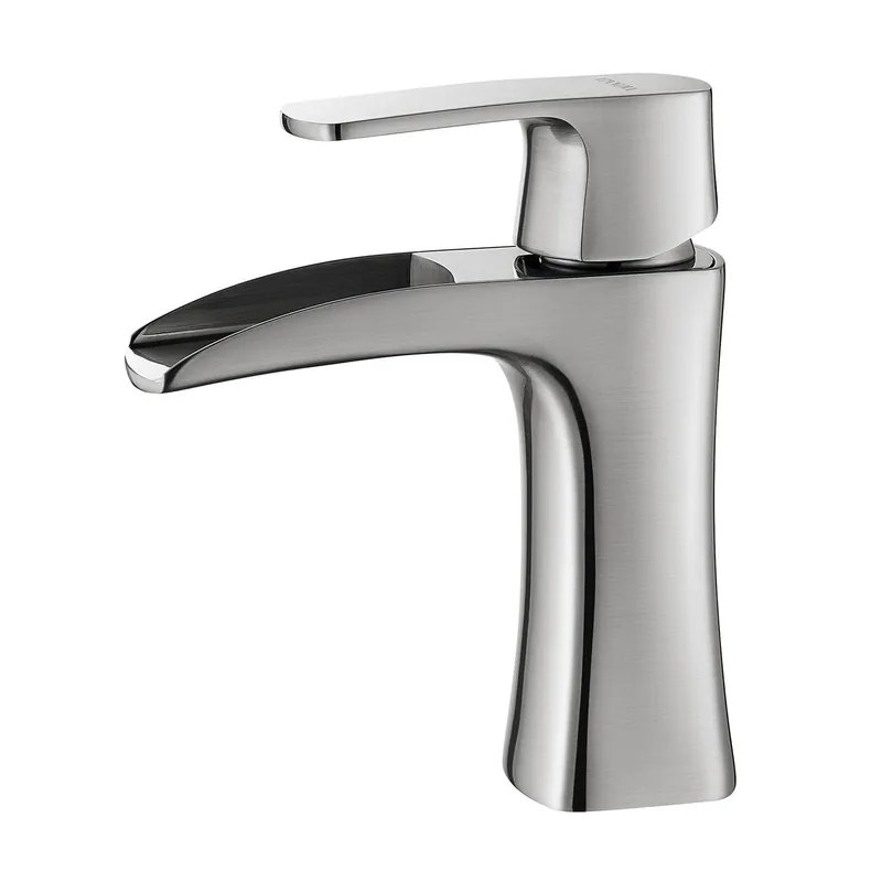 Limited Offer Vinnova Alessandra 7" Single Hole Brushed Nickel Low Arc Waterfall Vessel Bathroom Sink Faucet
