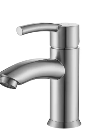 Reduced Price Vinnova Bliss 6" Single Hole Satin Nickel Low Arc Bathroom Sink Faucet