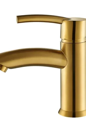 Vinnova Bliss 6" Single Hole Brushed Gold Low Arc Bathroom Sink Faucet Limited Edition