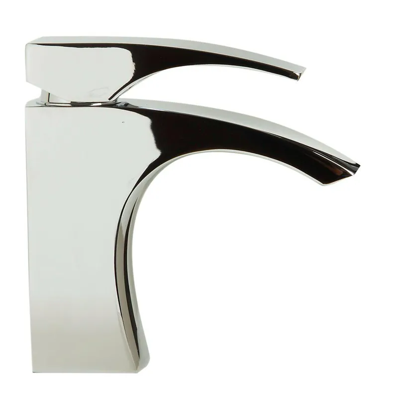 Handmade ALFI Brand AB1586-PC Polished Chrome Single Hole Curved Spout Brass Bathroom Sink Faucet With Single Lever