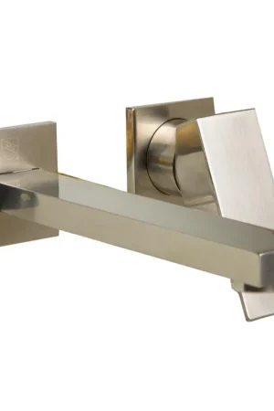 ALFI Brand AB1468-BN Brushed Nickel Wall-Mounted Square Spout Brass Bathroom Sink Faucet With Single Lever In Demand