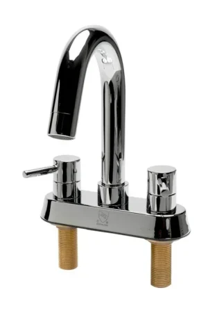 ALFI Brand AB1400-PC Polished Chrome Centerset Gooseneck Spout Brass Bathroom Sink Faucet With Two Lever Handles Sale