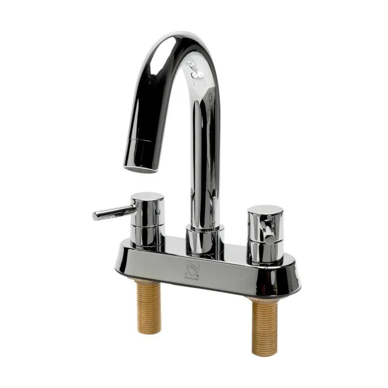 ALFI Brand AB1400-PC Polished Chrome Centerset Gooseneck Spout Brass Bathroom Sink Faucet With Two Lever Handles Sale