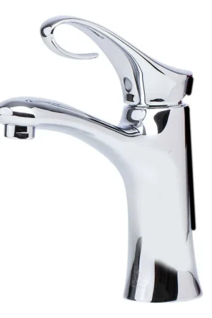 ALFI Brand AB1295-PC Polished Chrome Single Hole Brass Bathroom Sink Faucet With Curled Single Lever Discount