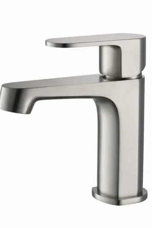 Genuine Blossom Diamond Series Sancy 5" x 6" Brushed Nickel Lever Handle Bathroom Sink Single Hole Faucet