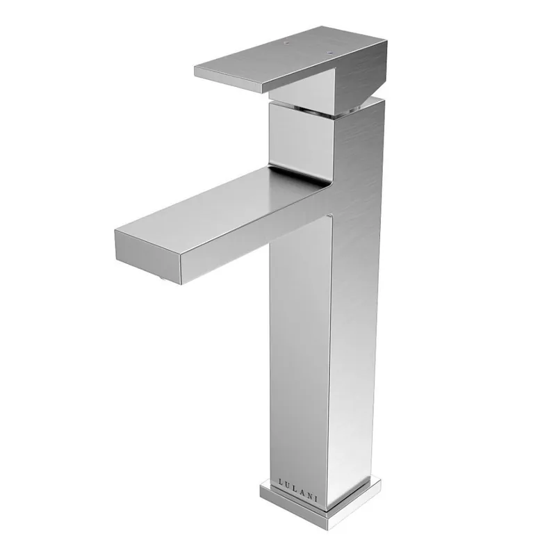 Lulani Santorini Single Handle Vessel Brushed Stainless Steel Bathroom Faucet Certified