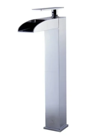 ALFI Brand AB1597-PC Polished Chrome Vessel Waterfall Spout Brass Bathroom Sink Faucet With Single Lever While Supplies Last