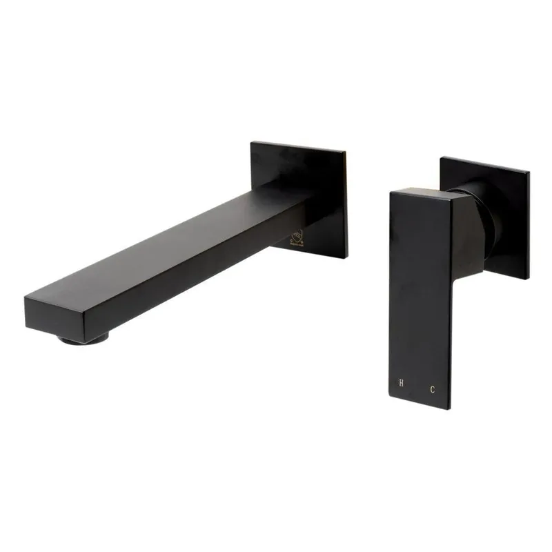 Hassle-Free Returns ALFI Brand AB1468-BM Black Matte Wall-Mounted Square Spout Brass Bathroom Sink Faucet With Single Lever