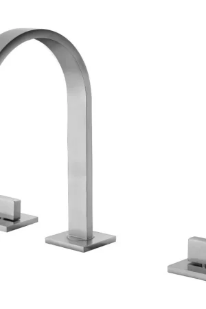 ALFI Brand AB1336-BN Brushed Nickel Widespread Gooseneck Spout Brass Bathroom Sink Faucet With Double Knob Clearance