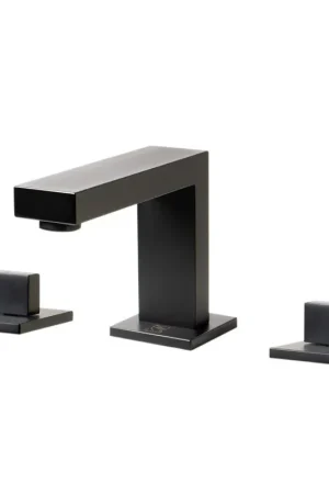 ALFI Brand AB1322-BM Black Matte Widespread Square Spout Brass Bathroom Sink Faucet With Double knob Weekend Sale