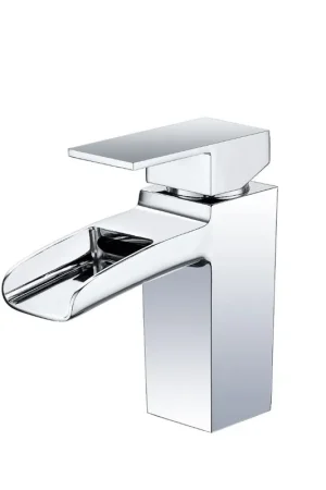 Fast Shipping Vanity Art 6" Polished Chrome Single Hole Dazzling Mirror-Like Look Waterfall Spout Bathroom Vessel Sink Faucet