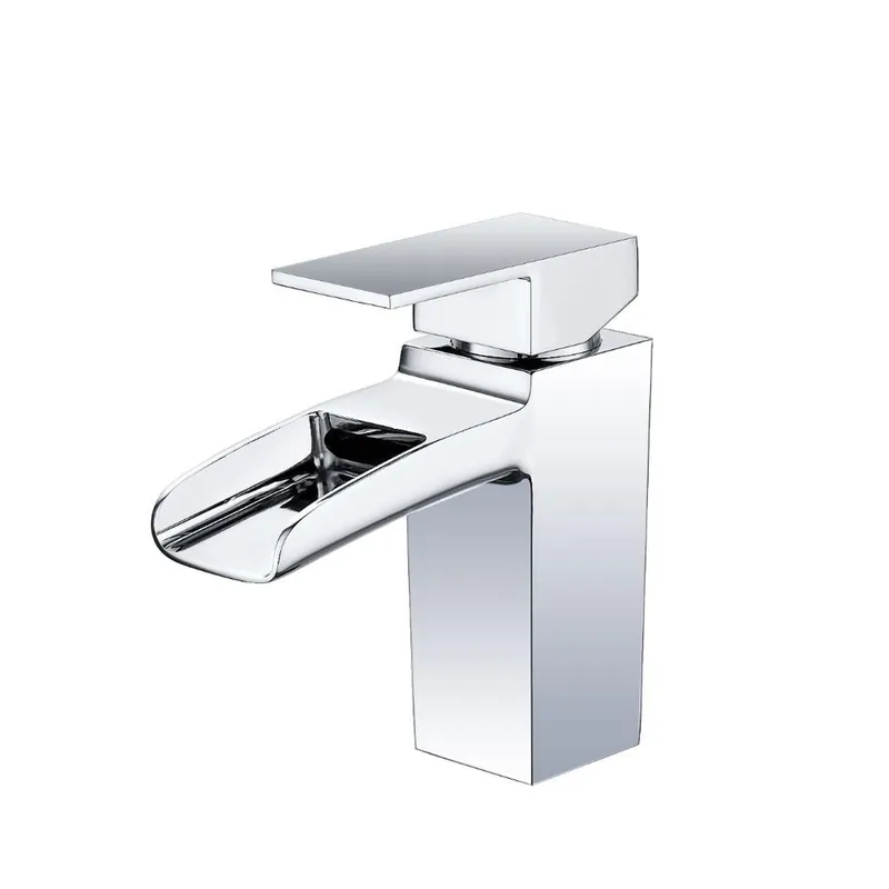 Fast Shipping Vanity Art 6" Polished Chrome Single Hole Dazzling Mirror-Like Look Waterfall Spout Bathroom Vessel Sink Faucet