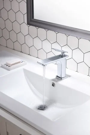 Grab Now Vanity Art 6" Polished Chrome Single Hole Modern Bathroom Vessel Sink Faucet