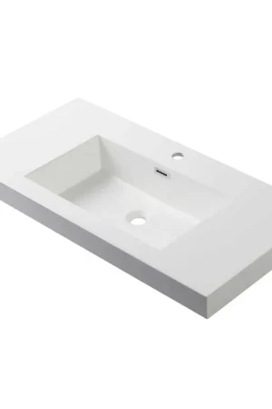 Blossom 36" x 18" White Rectangular Acrylic Vanity Top With Integrated Single Sink And Overflow In Demand