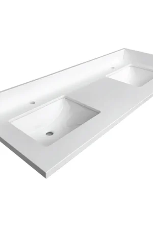 Original Ratel 62" x 23" White Quartz Vanity Top With Double Undermount Sink