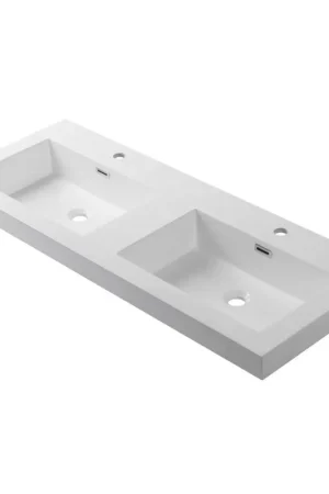 Trusted Brand Blossom 48" x 18" White Rectangular Acrylic Vanity Top With Integrated Double Sink And Overflow