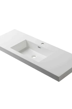Viral Blossom 48" x 18" White Rectangular Acrylic Vanity Top With Integrated Single Sink And Overflow