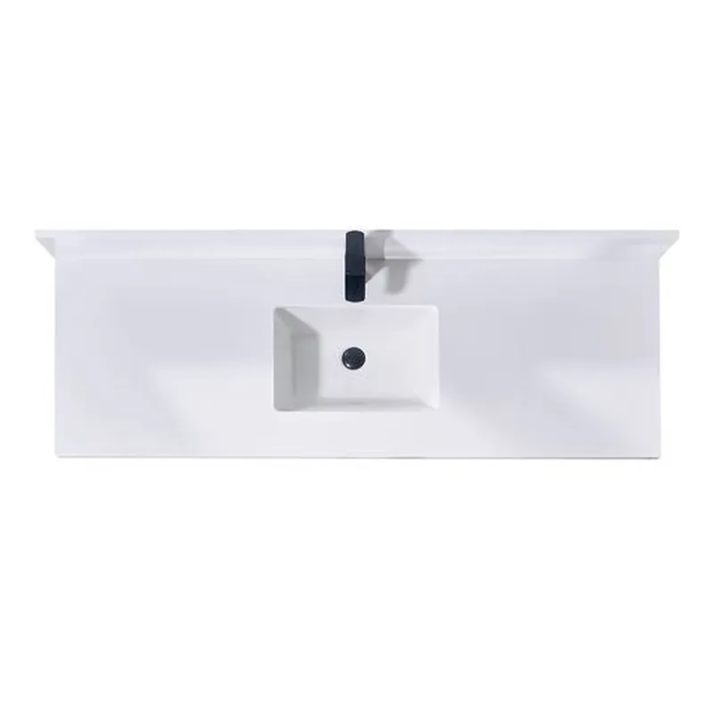 Deal Altair Caorle 61" x 22" Snow White Composite Stone Bathroom Vanity Top With Single White SInk