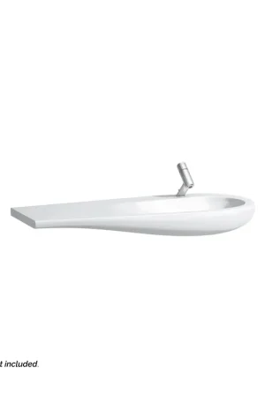 Clearance Laufen IlBagnoAlessi 47" x 20" White Wall-Mounted Shelf-Left Bathroom Sink With Faucet Hole
