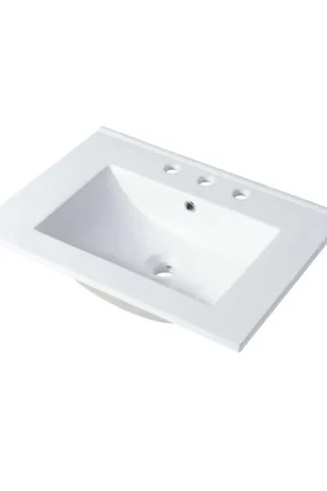 Blossom Sydney 24" x 18" White Rectangular Three Holes 8" Widespread Ceramic Vanity Top With Integrated Single Sink And Overflow Discount