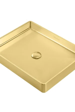 Whitehaus Noah Plus Brass Stainless Steel Rectangular Above Mount Basin Set With Center Drain Trending