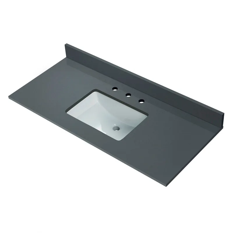 Woodbridge 49" Dark Gray Engineered Stone Vanity Top With Single Undermount Sink and Pre-drilled 3-Hole for 4" Centerset Faucet Worldwide Shipping