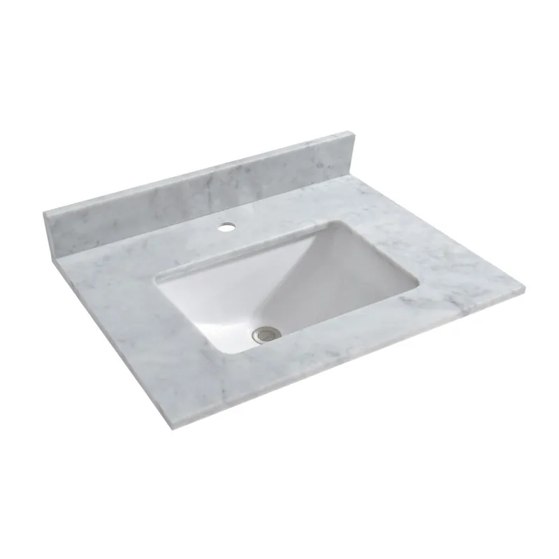 Woodbridge 31" White Carrara Marble Vanity Top With Single Undermount Sink and Pre-drilled Single Faucet Hole Limited Offer
