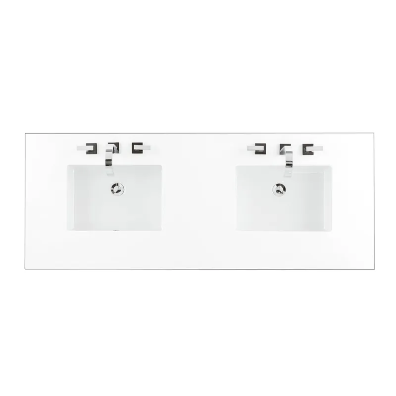 James Martin Vanities 60" Double Top 3 cm White Zeus Quartz With Sink Trending