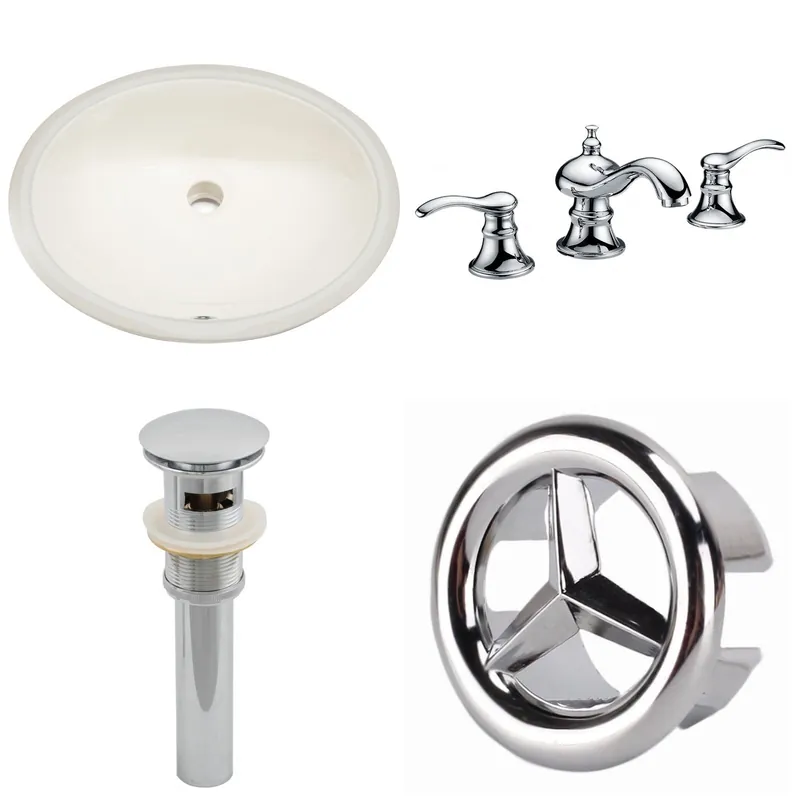 Time-Limited American Imaginations AI-26001 20" Biscuit Oval Ceramic Undermount Bathroom Sink Set