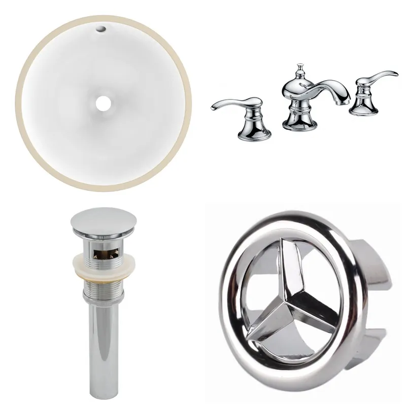 Money Back Guarantee American Imaginations AI-25953 15" White Round Ceramic Undermount Bathroom Sink Set