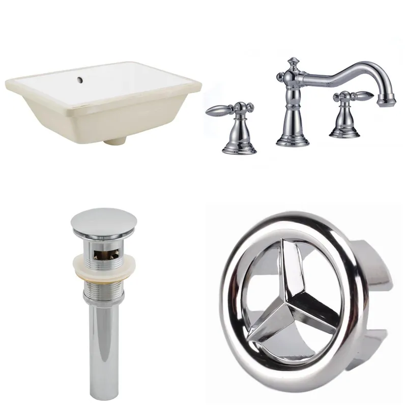 American Imaginations AI-25936 18" White Rectangular Ceramic Undermount Bathroom Sink Set Special Offer