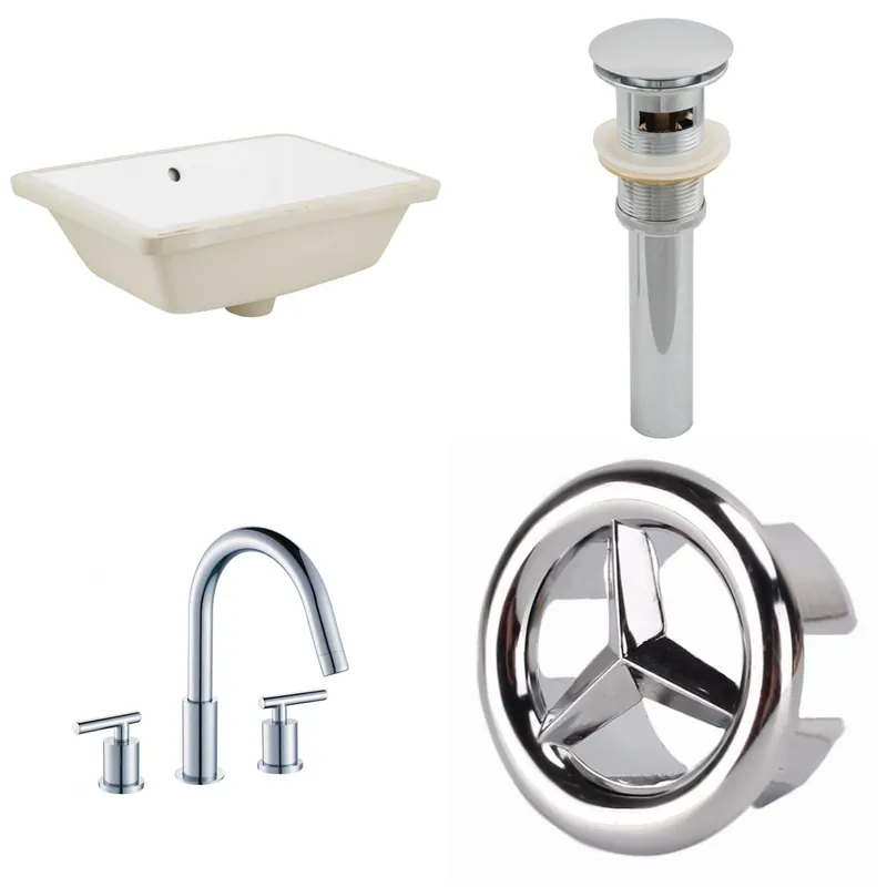 American Imaginations AI-25937 18" White Rectangular Ceramic Undermount Bathroom Sink Set Hot Picks