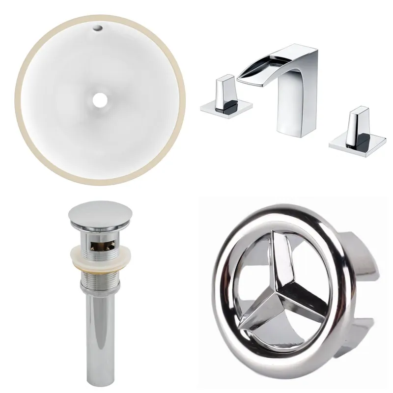 Exclusive Offer American Imaginations AI-25922 17" White Round Ceramic Undermount Bathroom Sink Set