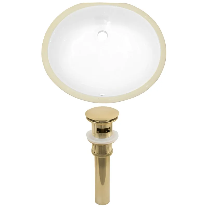 Discount American Imaginations AI-24882 18" White Oval Ceramic Undermount Bathroom Sink Set