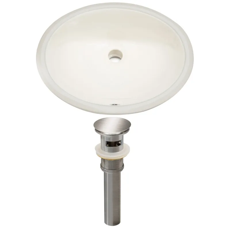 American Imaginations AI-24849 20" Biscuit Oval Ceramic Undermount Bathroom Sink Set No Minimum Order