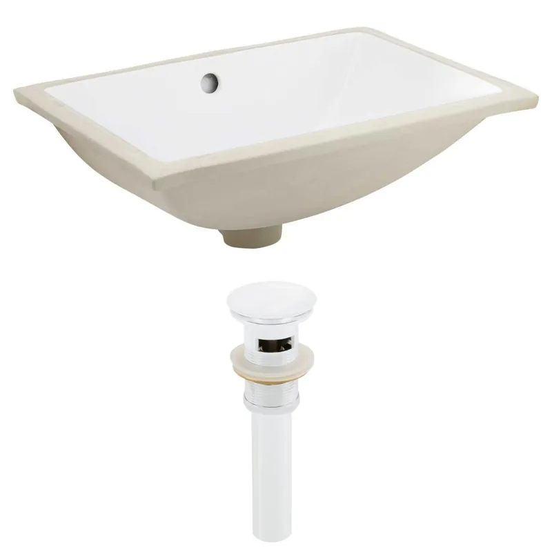 American Imaginations AI-24827 18" White Rectangular Ceramic Undermount Bathroom Sink Set Instant Buy