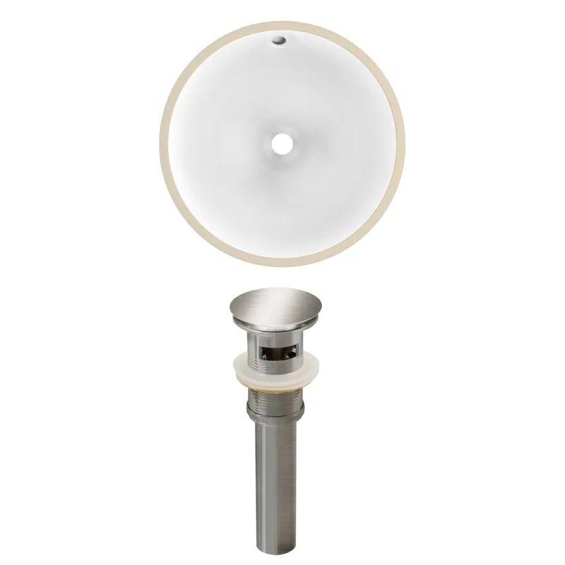 American Imaginations AI-24813 15" White Round Ceramic Undermount Bathroom Sink Set Super Sale