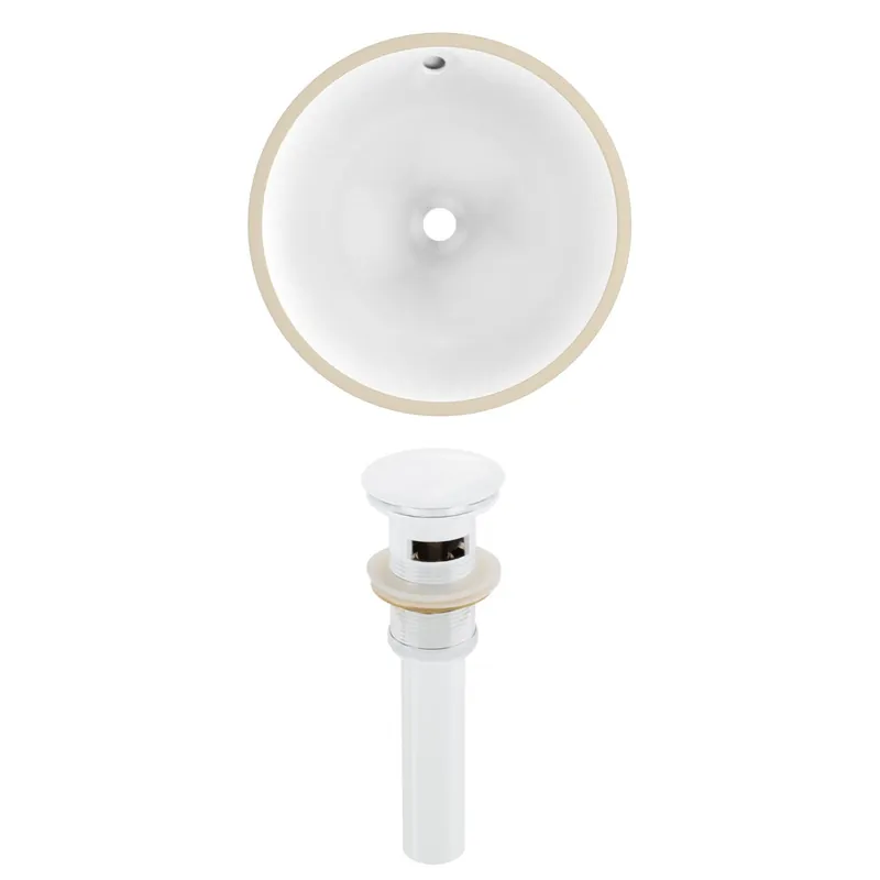 American Imaginations AI-24812 15" White Round Ceramic Undermount Bathroom Sink Set Clearance