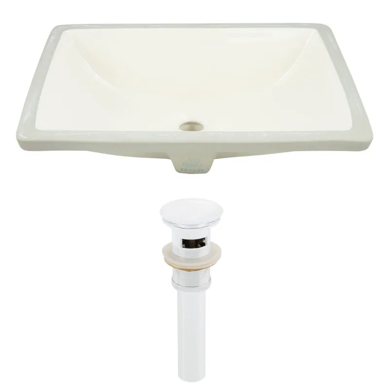 Free Shipping American Imaginations AI-24798 21" Biscuit Rectangular Ceramic Undermount Bathroom Sink Set