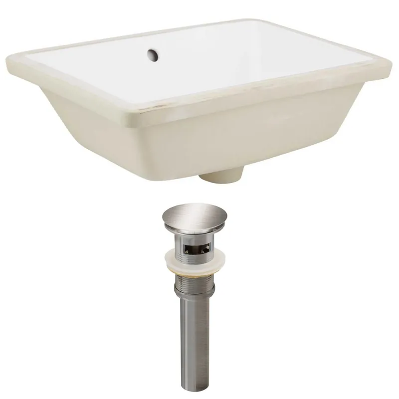 Holiday Sale American Imaginations AI-24791 18" White Rectangular Ceramic Undermount Bathroom Sink Set